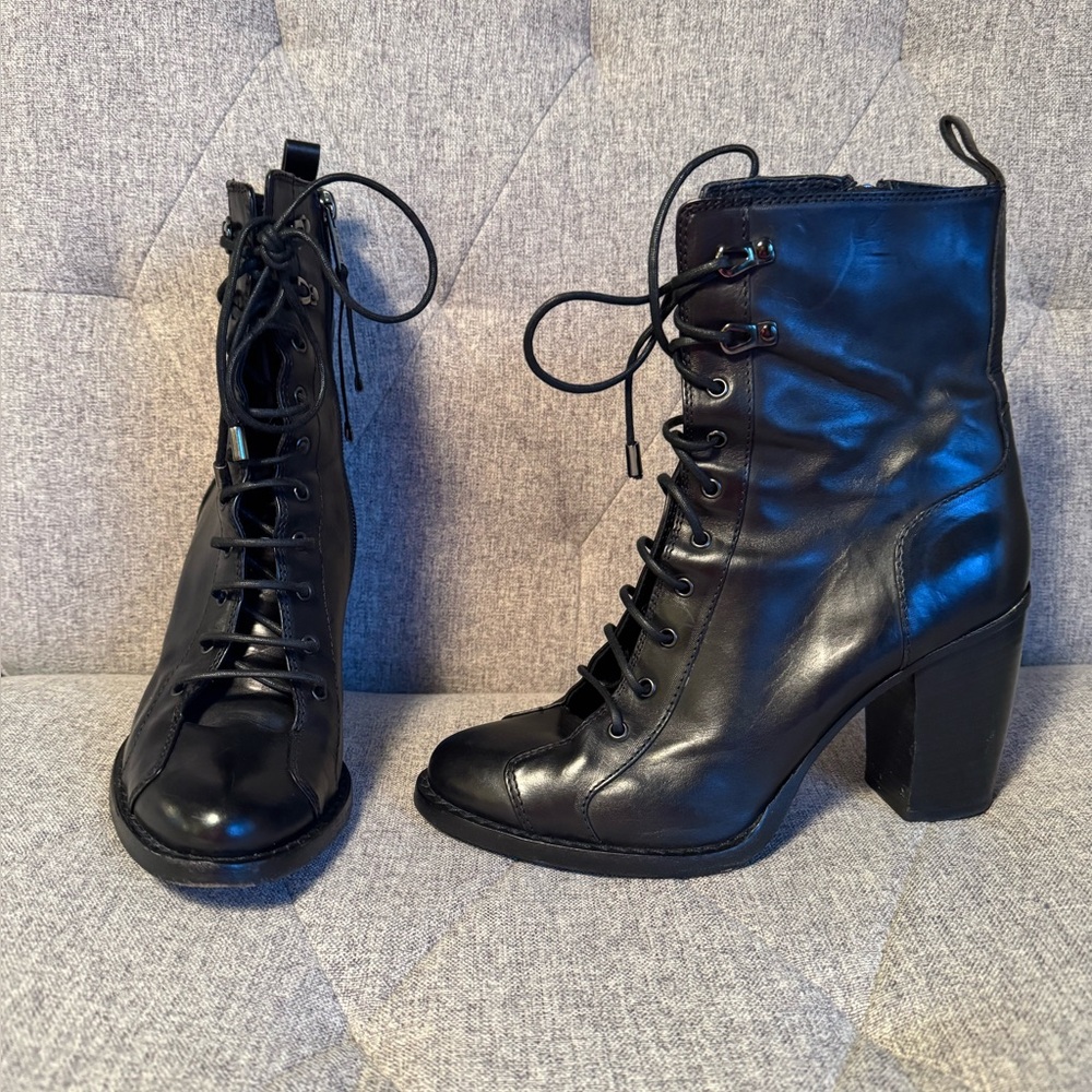 Black Lace-Up Ankle Boots
